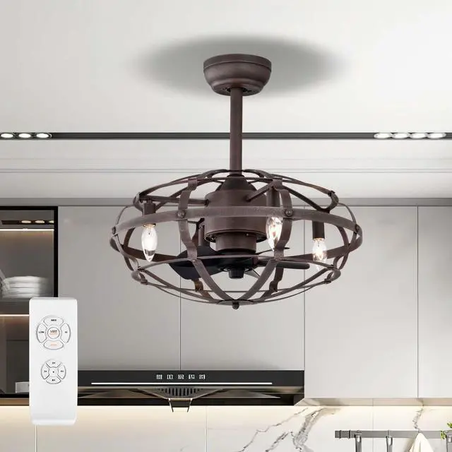 Main image of Aukfa Modern Chandelier Ceiling Fan with Lights, Remote Control, Brown