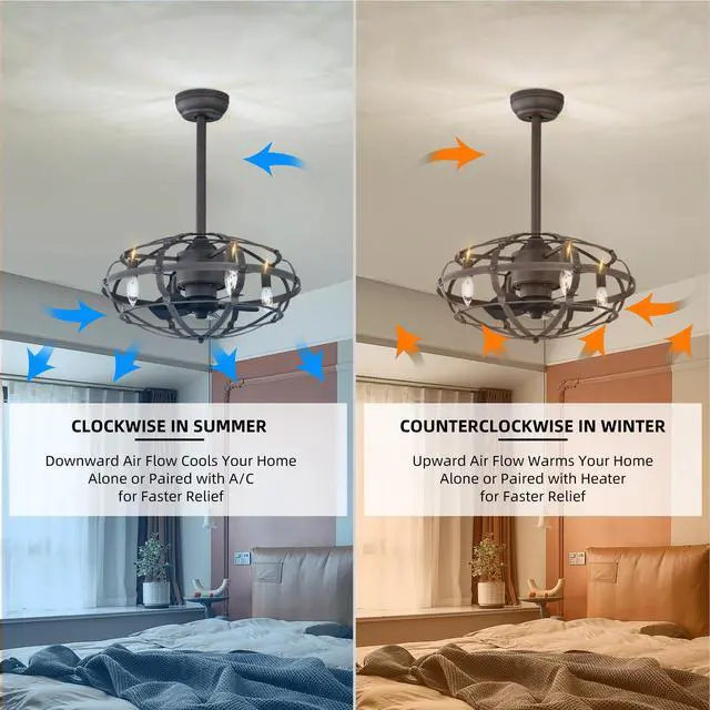 Alt view image 6 of 7 - Aukfa Modern Chandelier Ceiling Fan with Lights, Remote Control, Brown