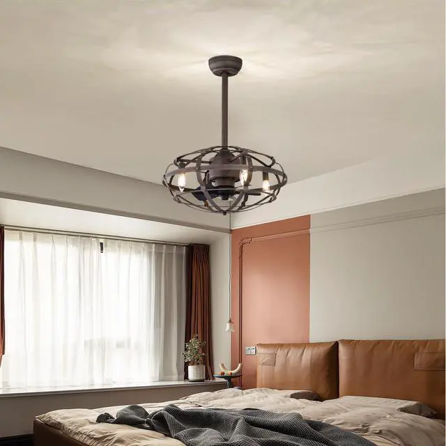 Alt view image 2 of 7 - Aukfa Modern Chandelier Ceiling Fan with Lights, Remote Control, Brown