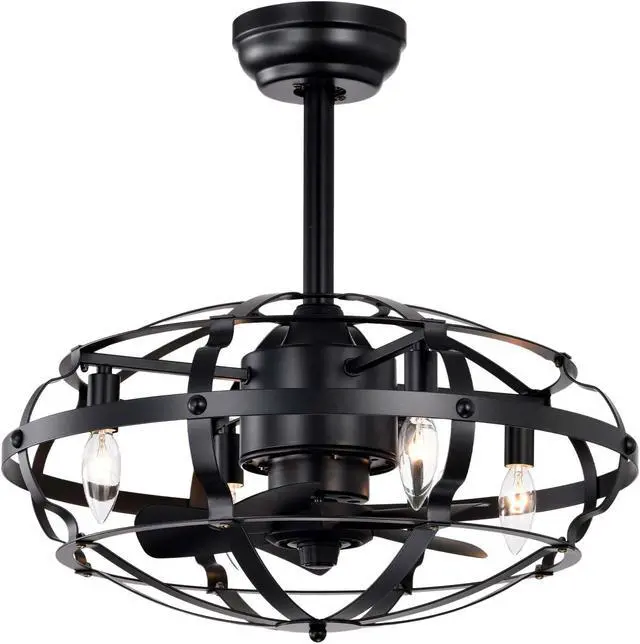 Alt view image 3 of 7 - Aukfa Modern Chandelier Ceiling Fan with Lights, Remote Control, Black