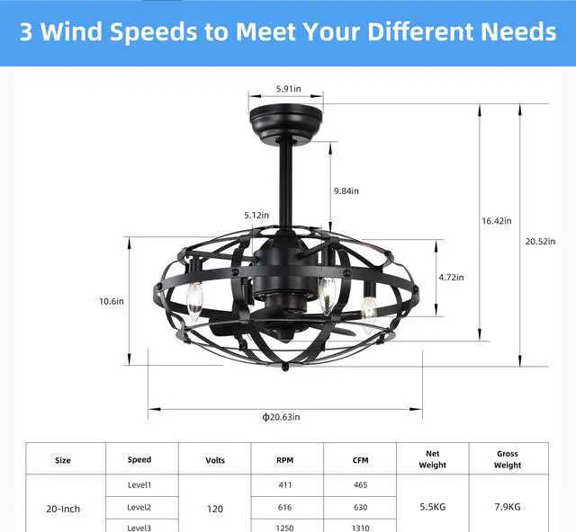 Alt view image 4 of 7 - Aukfa Modern Chandelier Ceiling Fan with Lights, Remote Control, Black