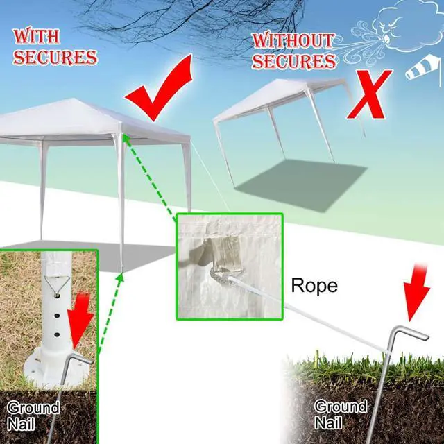 Alt view image 5 of 6 - Aukfa 10'x10' Outdoor Gazebo Party Tent Canopy, Pop-Up, Heavy Duty, White