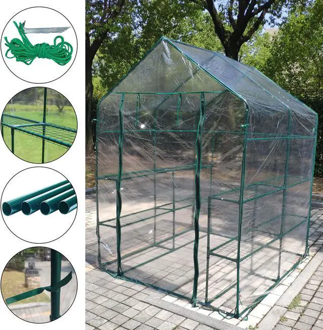 Alt view image 4 of 6 - Aukfa Walk-In Greenhouse Portable Indoor/Outdoor Mini 56 W, Transparent