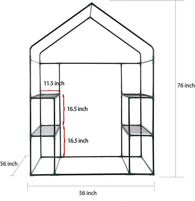 Alt view image 6 of 6 - Aukfa Walk-In Greenhouse Portable Indoor/Outdoor Mini 56 W, Green
