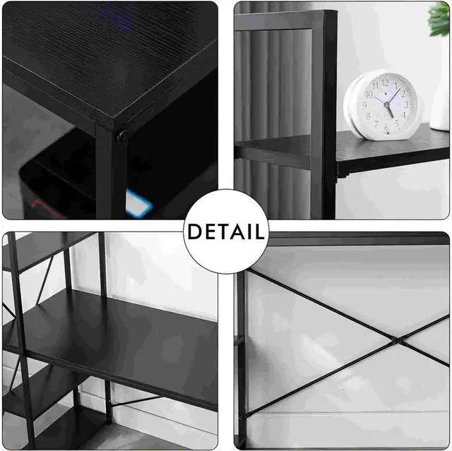 Alt view image 5 of 7 - Aukfa 48 Computer Desk with Storage Shelves - Modern Metal Frame Gaming Desk - Black