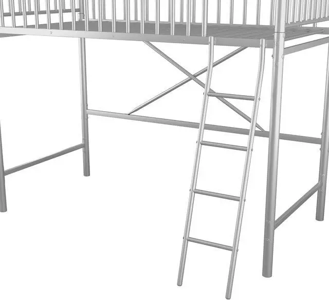 Alt view image 4 of 7 - Anysun Metal Loft Bed Space Saving, Twin Metal Bed Frame, Silver