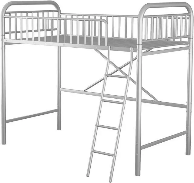 Alt view image 6 of 7 - Anysun Metal Loft Bed Space Saving, Twin Metal Bed Frame, Silver