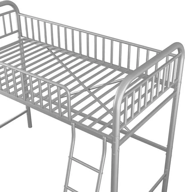Alt view image 5 of 7 - Anysun Metal Loft Bed Space Saving, Twin Metal Bed Frame, Silver
