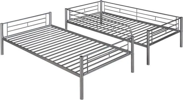 Alt view image 3 of 7 - Anysun Metal Bunk Bed Twin over Twin, Twin Bed Frame for Kids Adults, Bunk Bed Convertible into 2 Beds, Gray