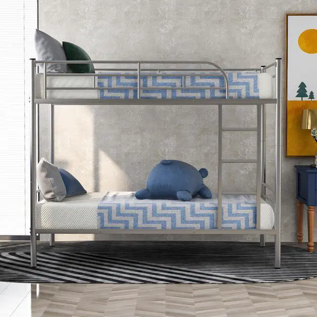 Alt view image 2 of 7 - Anysun Metal Bunk Bed Twin over Twin, Twin Bed Frame for Kids Adults, Bunk Bed Convertible into 2 Beds, Gray