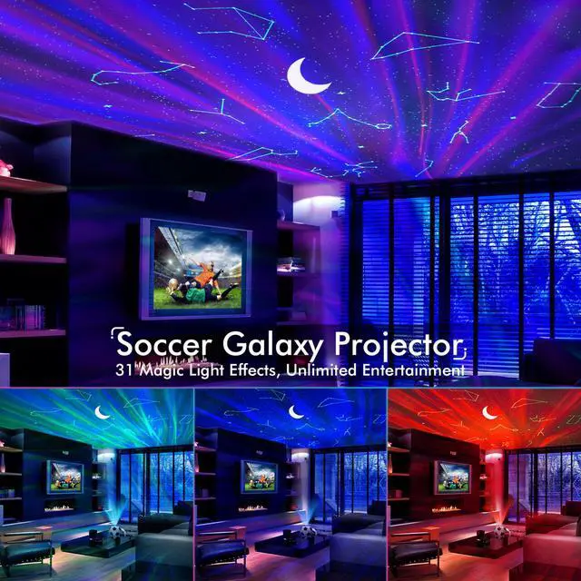 Alt view image 2 of 7 - ROSSETTA Star Projector - Bedroom Celling Light - Soccer Ball Projector with APP Control - Aurora Light