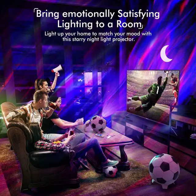 Alt view image 3 of 7 - ROSSETTA Star Projector - Bedroom Celling Light - Soccer Ball Projector with APP Control - Aurora Light