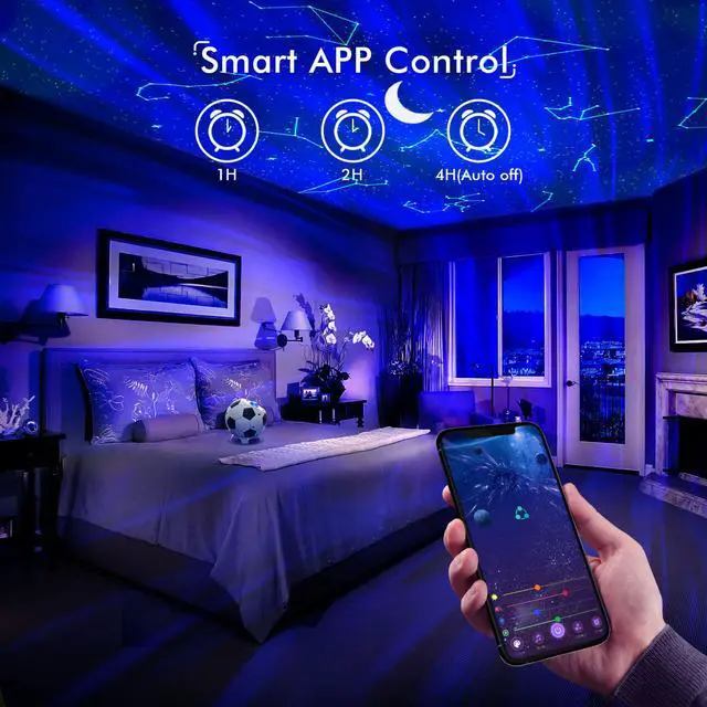 Alt view image 4 of 7 - ROSSETTA Star Projector - Bedroom Celling Light - Soccer Ball Projector with APP Control - Aurora Light