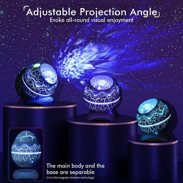 Alt view image 7 of 7 - ROSSETTA Star Projector For Indoor - Bedroom Celling Light - Dinosaur Egg - Ocean Wave Light