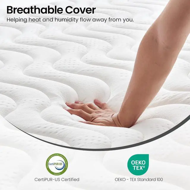 Alt view image 6 of 6 - Aukfa King Mattress, Memory Foam Mattress in a Box, 10 Inch Hybrid Mattress King Size, Certified Safe Fabric, Medium Firm & Pressure Relief, Motion Isolation, Edge Support, 365 Nights Trial