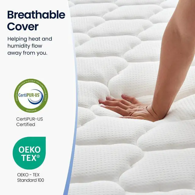 Alt view image 3 of 6 - Aukfa Queen Mattress, Memory Foam Mattress in a Box, 12 Inch Hybrid Mattress Queen Size, Certified Safe Fabric, Medium Firm & Pressure Relief, Motion Isolation, Edge Support, 365 Nights Trial