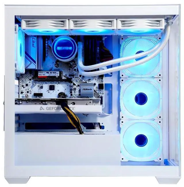 Alt view image 4 of 7 - HUIJINSHANG Gaming PC,Intel i7-14700F,RTX5060TI 16G 128Bit,32GB(16*2) 6000MHz DDR5 RAM With Lights,NVMe 1TB M.2 SSD,Windows 11,Pure White Full View Case,Adjustable Light Color(i7 14700F|RTX 5060TI)