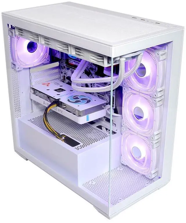 Alt view image 2 of 7 - HUIJINSHANG Gaming PC,Intel i7-14700F,RTX5060TI 16G 128Bit,32GB(16*2) 6000MHz DDR5 RAM With Lights,NVMe 1TB M.2 SSD,Windows 11,Pure White Full View Case,Adjustable Light Color(i7 14700F|RTX 5060TI)