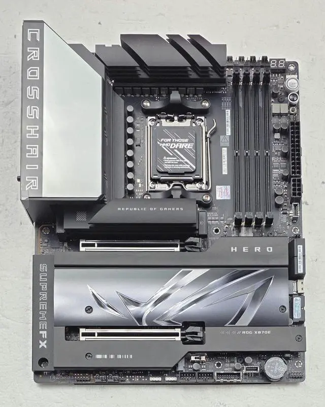 Alt view image 3 of 7 - ASUS ROG CROSSHAIR X870E HERO AMD X870E AM5 ATX motherboard, Advanced AI PC ready, 18+2+2 power stages, DDR5, PCIe 5.0, 5x M.2, Wi-Fi 7, USB4, AI Overclocking, Core Flex, PCIe Slot Q-Release Slim
