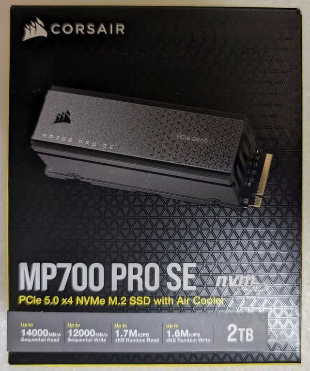 Main image of CORSAIR MP700 PRO SE with Air Cooler M.2 2280 2TB PCI-Express 5.0 x4 3D TLC Internal Solid State Drive (SSD) CSSD-F2000GBMP700PROS/RF2