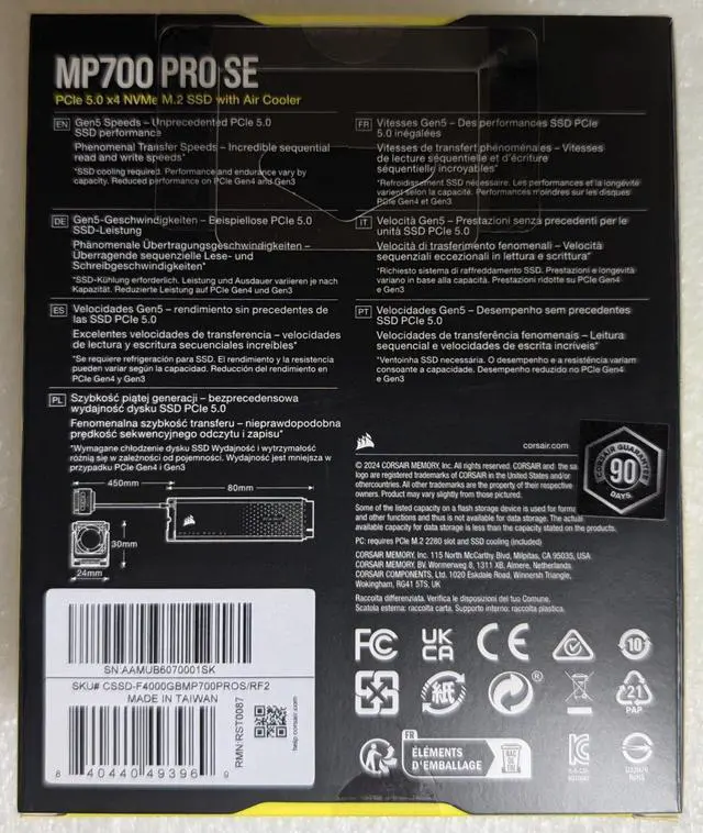 Alt view image 2 of 2 - MP700 PRO SE with Air Cooler 4TB PCIe 5.0 x4 NVMe M.2 SSD PCI-Express 5.0 x4 3D TLC Internal Solid State Drive (SSD) CSSD-F4000GBMP700PROS/RF2