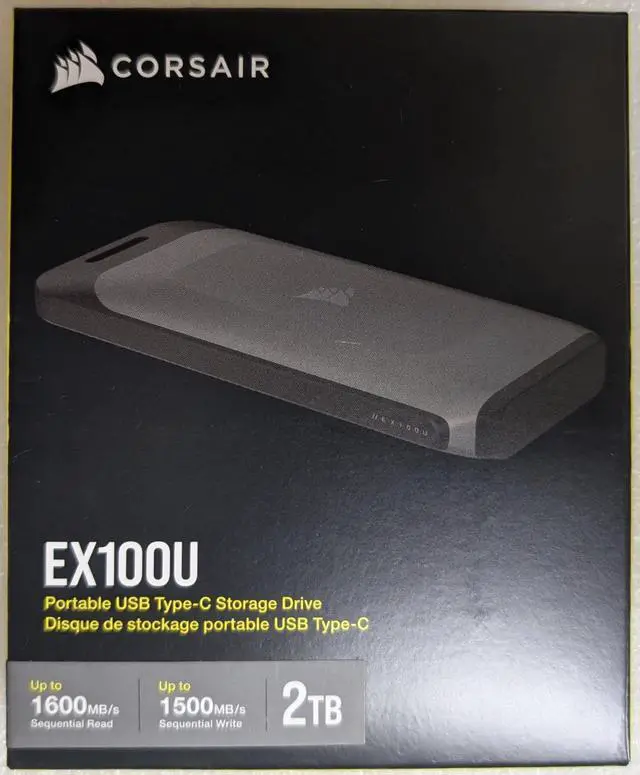 Main image of Corsair EX100U 2TB USB 3.2 Gen 2x2 Portable SSD External SSD up to 1,600MB/sec CSSD-EX100U2TB CSSD-EX100U2TB/RF2