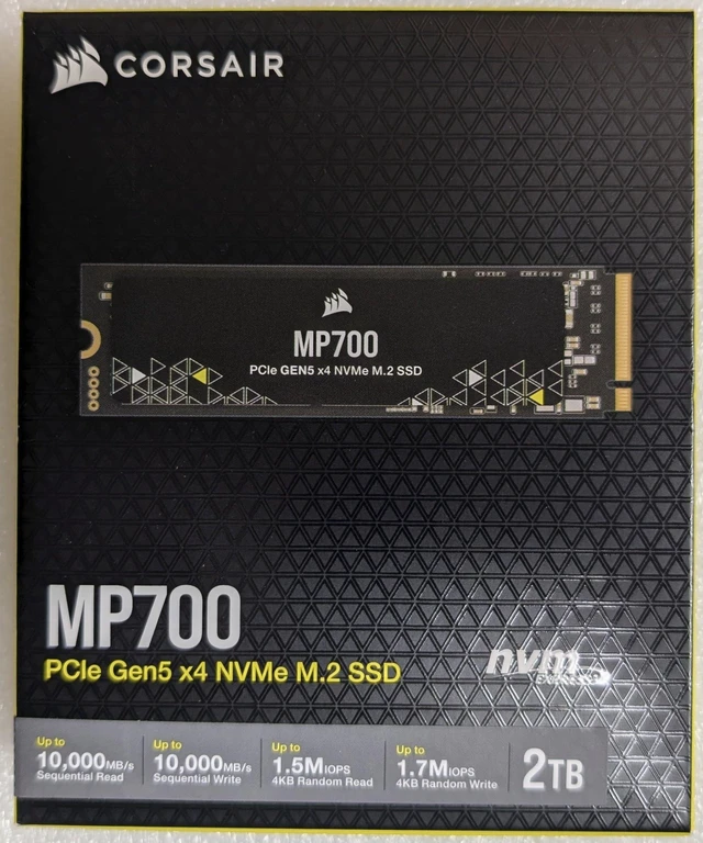 Main image of Corsair MP700 Gen5 NVME SSD M.2 2280 2TB PCI-Express 5.0 x4 3D TLC Internal Solid State Drive Up to 10,000MB/sec (SSD) CSSD-F2000GBMP700R2/RF2