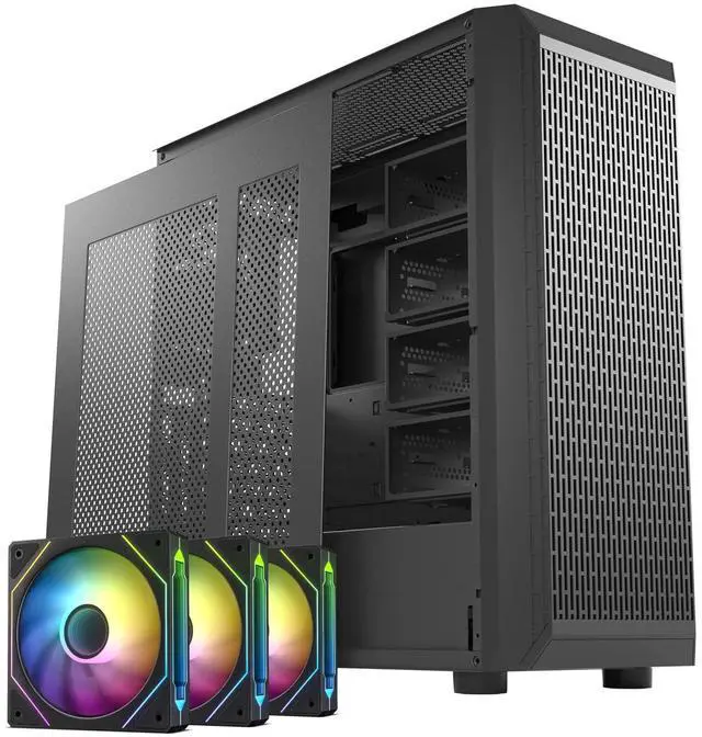Main image of DARKROCK Classico Storage Master ATX NAS Computer Case Mid Tower with 3x120mm Black Infinity Design F120 Fan & 4x120mm Black Fan, USB 3.0 Ready 10 x3.5'' HDD+3 x2.5'' SDD Black