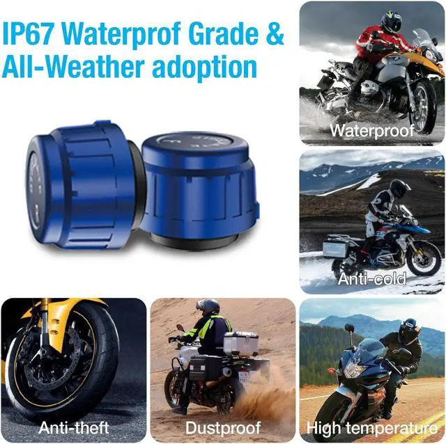 Alt view image 4 of 7 - STEEL MATE 2pcs Bluetooth 5.0 Tire Pressure Monitoring System, Tire Pressure & Temperature Alarm TPMS Monitor with 2 External Sensor for Motorcycle, Bicycle, Support iOS & Android