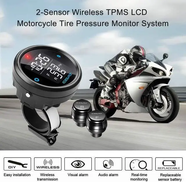 Alt view image 2 of 7 - STEELMATE 910AE Motorcycle Tire Pressure Monitoring System - Universal TPMS for Motorcycle Oversized LCD Screen with Display Time in Real Time and Tire Pressure Reading System