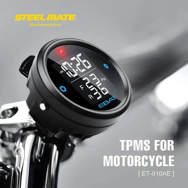 Alt view image 3 of 7 - STEELMATE 910AE Motorcycle Tire Pressure Monitoring System - Universal TPMS for Motorcycle Oversized LCD Screen with Display Time in Real Time and Tire Pressure Reading System