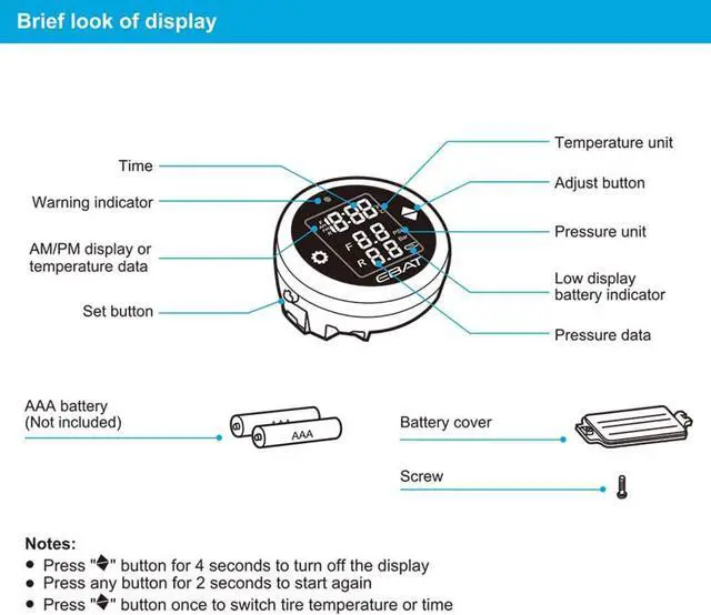 Alt view image 6 of 7 - STEELMATE 910AE Motorcycle Tire Pressure Monitoring System - Universal TPMS for Motorcycle Oversized LCD Screen with Display Time in Real Time and Tire Pressure Reading System