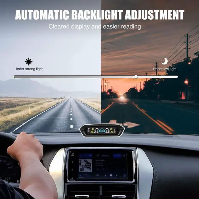 Alt view image 4 of 7 - STEELMATE S11 Solar Tire Pressure Monitoring System with 4 External Wireless Sensor (0-87 PSI) 6 Alarm Modes Real-time Monitoring Solar Power TPMS for 4-Wheel Vehicle