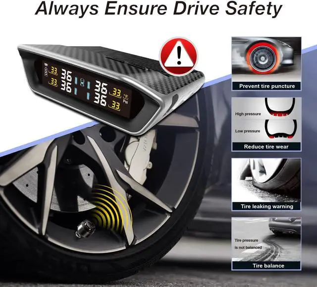 Alt view image 4 of 7 - STEELMATE V3 Solar Charge Tire Pressure Monitoring System, 6 Alarm Modes, LCD Display Tire Pressure Real-time Monitor with 6 External Wireless TPMS Sensors for RV, Trailer, Truck