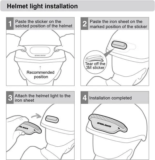 Alt view image 7 of 7 - STEELMATE Iron Sheet Suitable for H3 and H2 Motorcycle Helmet Light