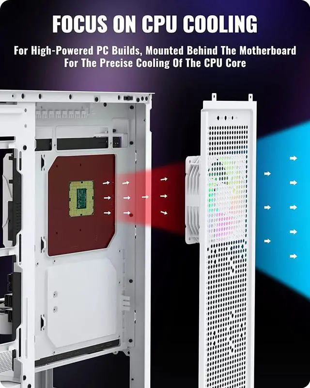 Alt view image 4 of 7 - Segotep T3 White Mid-Tower ATX Gaming PC Case w/ ARGB & PWM Fan, Support Top & Side 360mm Radiators, Snap-On Opening & Closing Front Panel, Type-C I/O Port, Tool-Free Disassemble