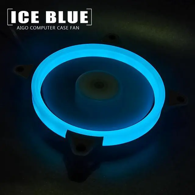 Alt view image 2 of 6 - Vetroo LED Ring Fan 140mm 14cm Case Fan Silent Sleeve Bearing PC CPU Cooling Neon Quite Clear Case Fan Mod 4 Pin/3 Pin for Computer Cases CPU Coolers and Radiators Ice Blue 1 Pack