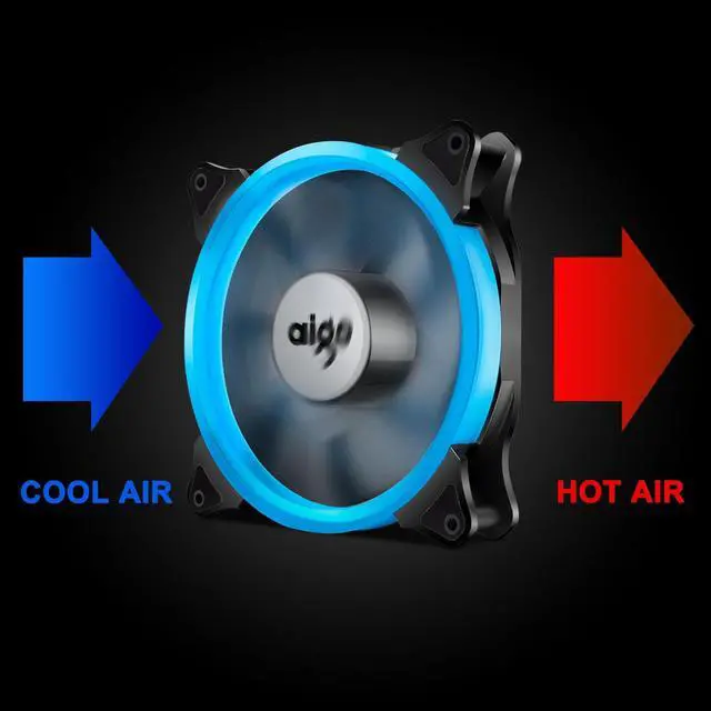 Alt view image 3 of 6 - Vetroo LED Ring Fan 140mm 14cm Case Fan Silent Sleeve Bearing PC CPU Cooling Neon Quite Clear Case Fan Mod 4 Pin/3 Pin for Computer Cases CPU Coolers and Radiators Ice Blue 1 Pack