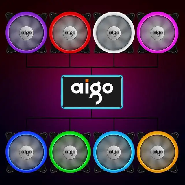 Alt view image 4 of 6 - Vetroo LED Ring Fan 140mm 14cm Case Fan Silent Sleeve Bearing PC CPU Cooling Neon Quite Clear Case Fan Mod 4 Pin/3 Pin for Computer Cases CPU Coolers and Radiators Ice Blue 1 Pack