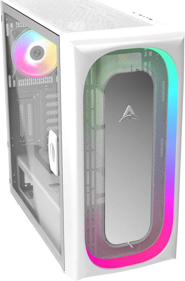 Alt view image 5 of 7 - ALSEYE Ai-Pro White ARGB Mid-Tower E-ATX PC Gaming Case, Pre-Installed a Halo-Pro ARGB Fan, USB 3.0 Type-C Ports Contained