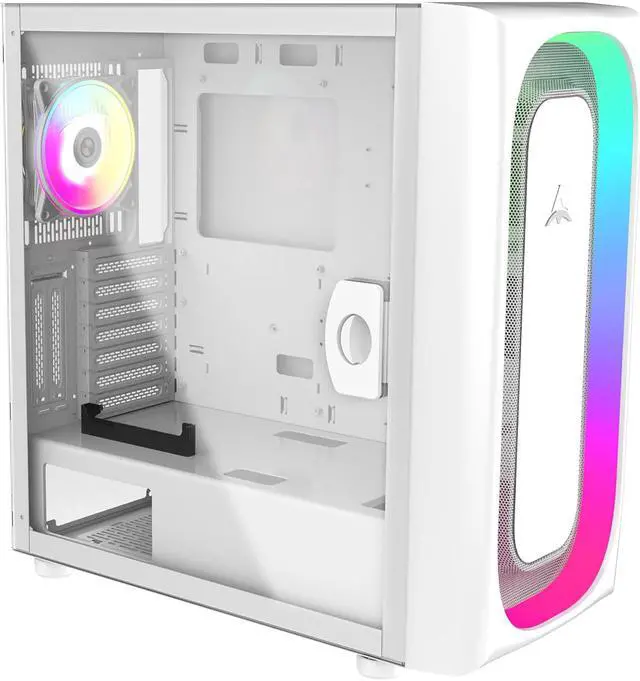 Alt view image 7 of 7 - ALSEYE Ai-Pro White ARGB Mid-Tower E-ATX PC Gaming Case, Pre-Installed a Halo-Pro ARGB Fan, USB 3.0 Type-C Ports Contained