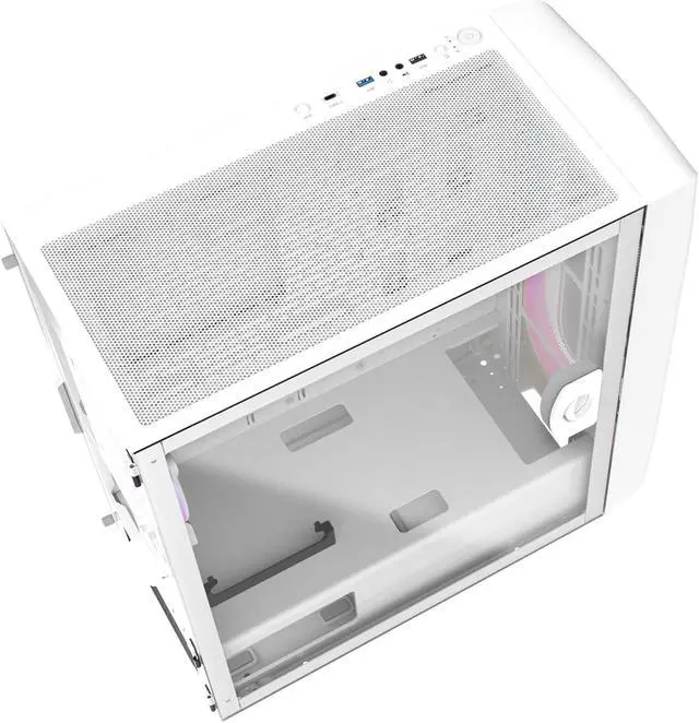 Alt view image 6 of 7 - ALSEYE Ai-Pro White ARGB Mid-Tower E-ATX PC Gaming Case, Pre-Installed a Halo-Pro ARGB Fan, USB 3.0 Type-C Ports Contained
