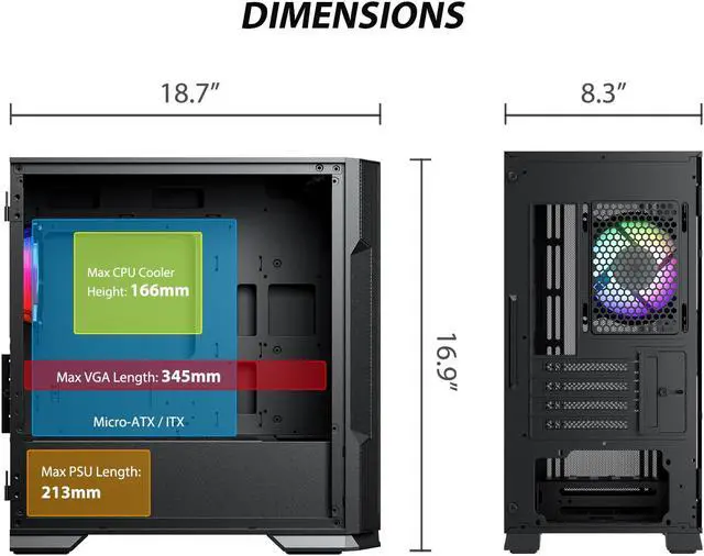 Alt view image 2 of 7 - Vetroo M03 Black Compact Computer Case Micro ATX Mini ITX Pink Gaming PC Case USB3.0 Door Opening Transparency Tempered Glass Side Panel & Front Mesh Panel 4 Black ARGB PWM Fans