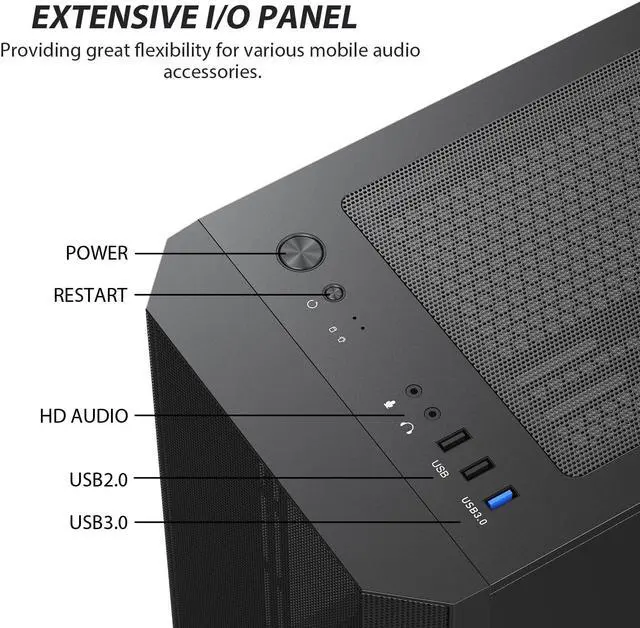 Alt view image 6 of 7 - Vetroo M03 Black Compact Computer Case Micro ATX Mini ITX Pink Gaming PC Case USB3.0 Door Opening Transparency Tempered Glass Side Panel & Front Mesh Panel 4 Black ARGB PWM Fans