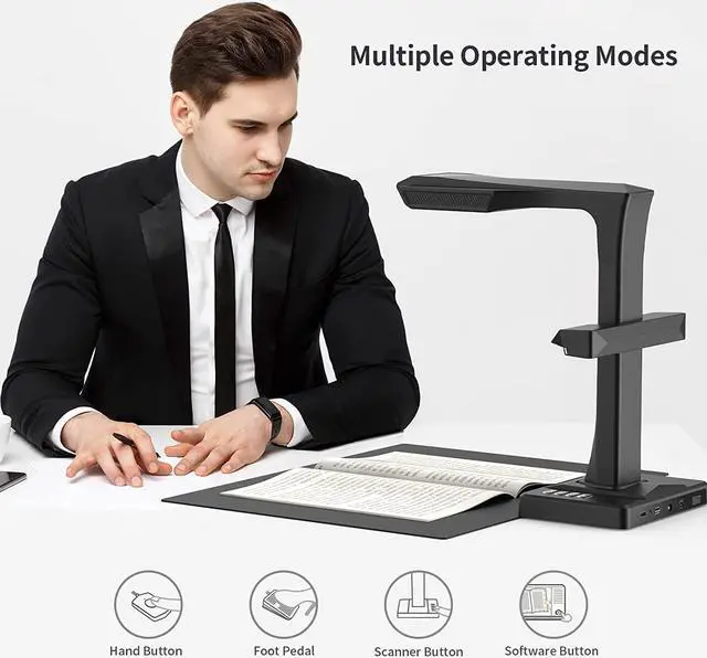Alt view image 3 of 7 - CZUR ET16 Plus Advanced Book & Document Scanner, 2nd Gen Auto-Flatten&Deskew Tech, 16MP Camera, Capture A3, 186 Languages OCR, Convert to PDF/Searchable PDF/Word/Tiff/Excel, Run On Windows & Mac OS