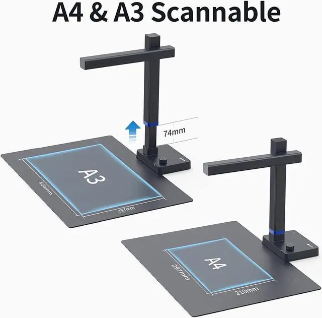Alt view image 3 of 7 - CZUR Shine Ultra Smart Portable Document Scanner, USB Book Scanner with OCR Auto-Flatten & Deskew, Document Camera for Desktop/Laptop, Capture Size A3, Compatible with Windows & Mac OS