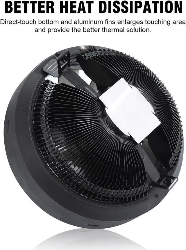 Alt view image 7 of 8 - Vetroo M2 CPU Cooler, Black Aluminum Fins LED Ring Lighting Hydraulic Bearing 90W TDP Air Cooler for Intel LGA 1700/1200/115X AMD AM5 AM4