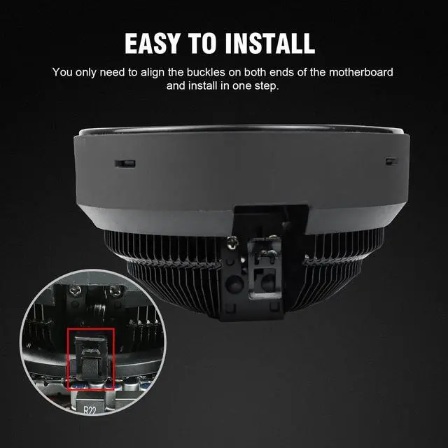 Alt view image 4 of 8 - Vetroo M2 CPU Cooler, Black Aluminum Fins LED Ring Lighting Hydraulic Bearing 90W TDP Air Cooler for Intel LGA 1700/1200/115X AMD AM5 AM4