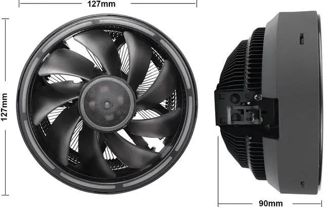 Alt view image 8 of 8 - Vetroo M2 CPU Cooler, Black Aluminum Fins LED Ring Lighting Hydraulic Bearing 90W TDP Air Cooler for Intel LGA 1700/1200/115X AMD AM5 AM4