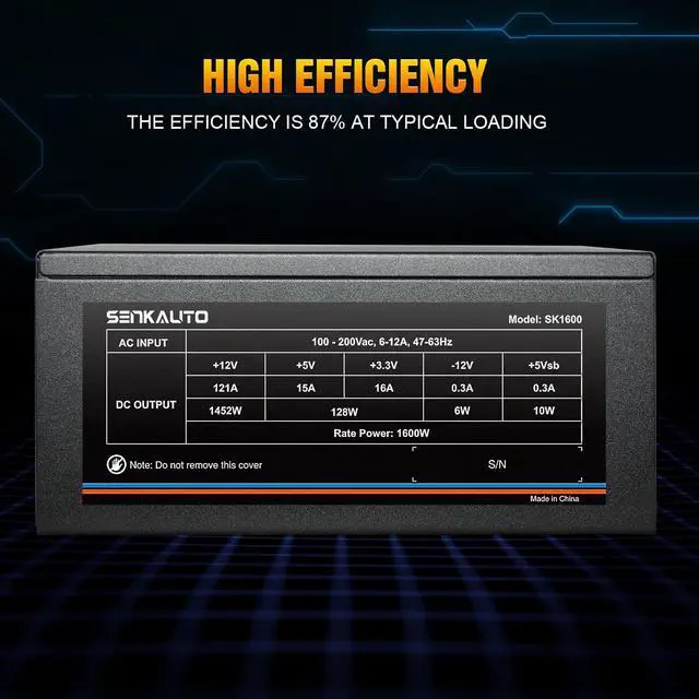Alt view image 3 of 7 - Senkauto 1600w ATX Power Supply Full Modular 110V High Power PSU for Computer PC Case